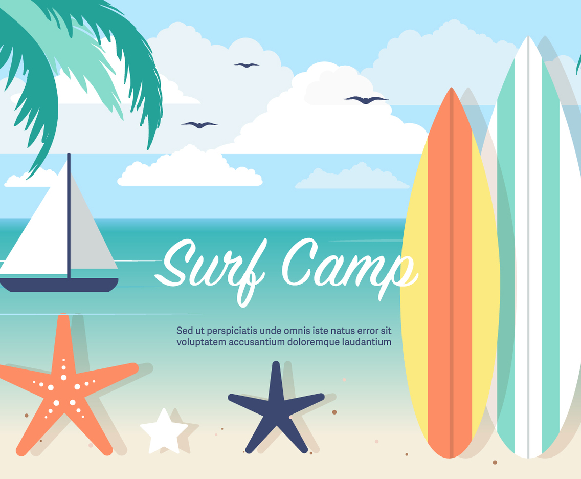 Free Surf Camp Vector Background