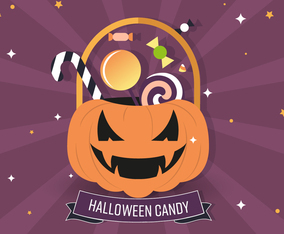 Jack-o-lantern Candy Bag Vector Illustration