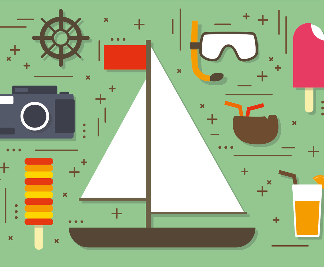 Flat Summer Sailboat Elements Vector