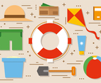 Flat Summer Beach Elements Vector