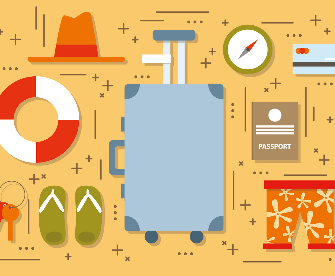 Flat Summer Travel Elements Vector