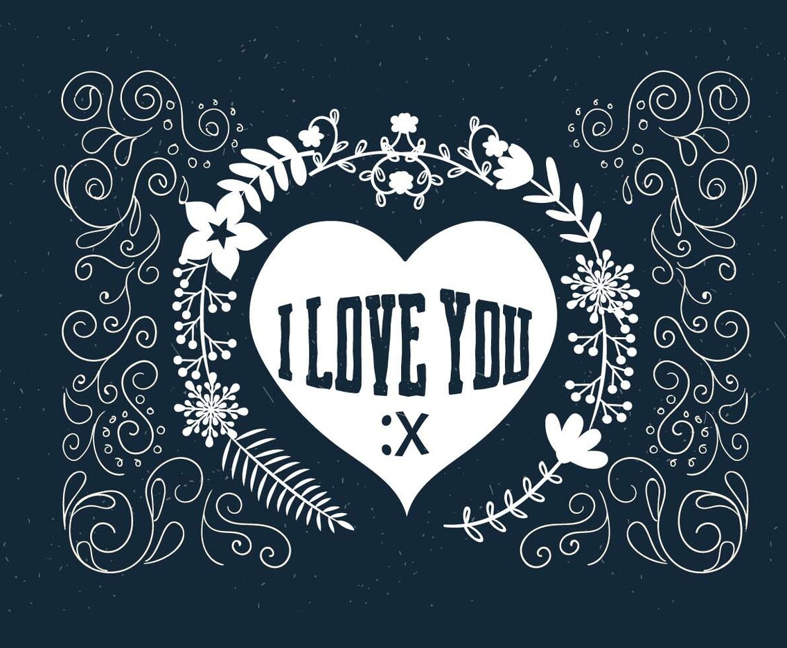 Hand Drawn Scrollwork Love Vector