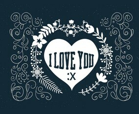 Hand Drawn Scrollwork Love Vector
