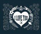 Hand Drawn Scrollwork Love Vector