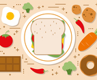 Free Flat Sandwhich Vector Illustration