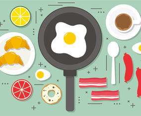 Flat Fried Egg Breakfast Vector Illustration