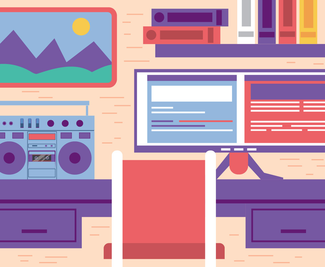 Free Flat Vector Office Workspace