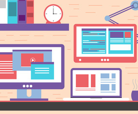 Free Flat Design Vector Office Workspace