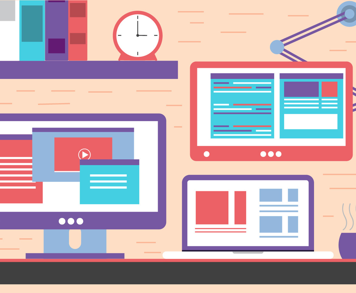 Free Flat Design Vector Office Workspace