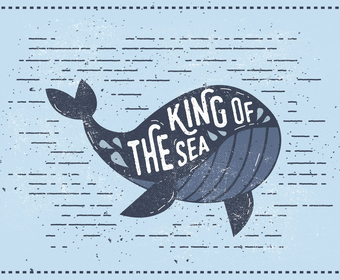 Vintage Whale Vector Illustration