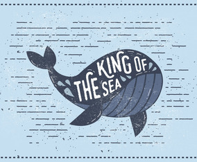Vintage Whale Vector Illustration
