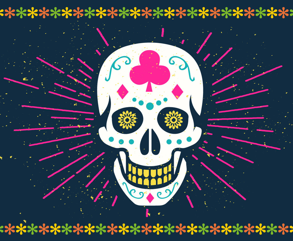 Bright Halloween Sugar Skull Vector Illustration