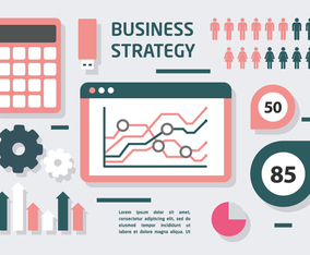 Coral and Navy Marketing Infography Vector Illustration