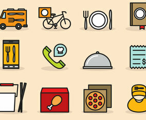 Cute Food Delivery Icons