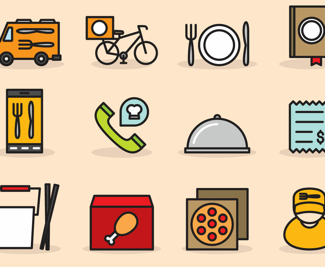 Cute Food Delivery Icons