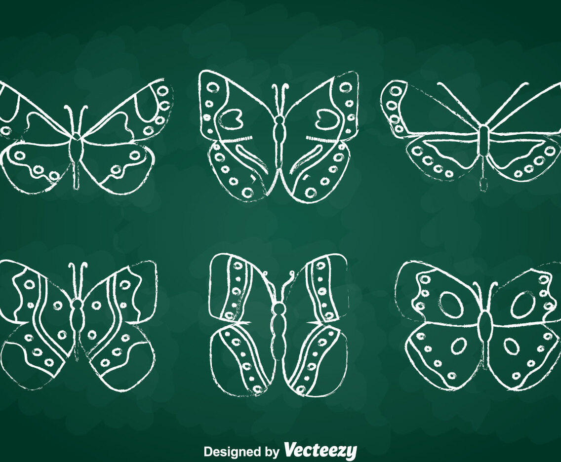 Chalkdraw Butterfly Vector Set