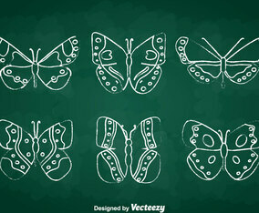 Chalkdraw Butterfly Vector Set