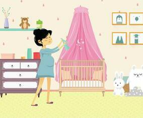 Free Pregnant Mom in Nursery Illustration