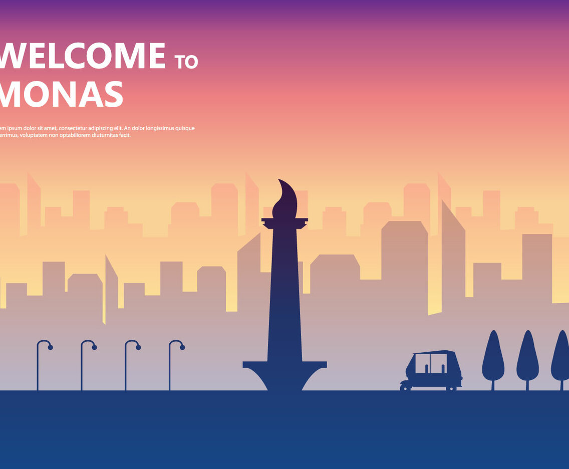 Sunset Monas Illustration