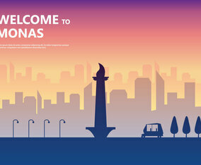 Sunset Monas Illustration