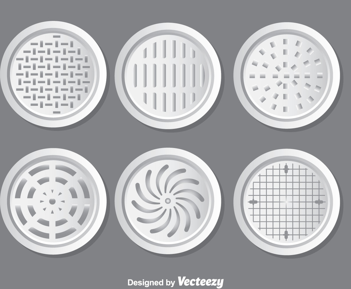 Metal Manhole Covers Vector Set