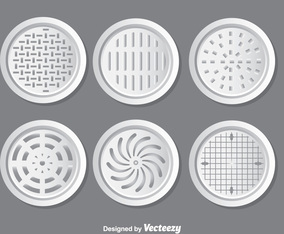 Metal Manhole Covers Vector Set