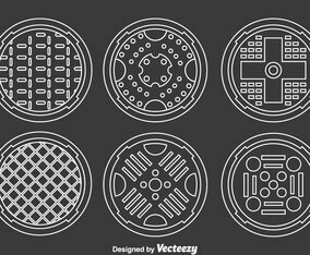 Manhole Covers Collection Vector
