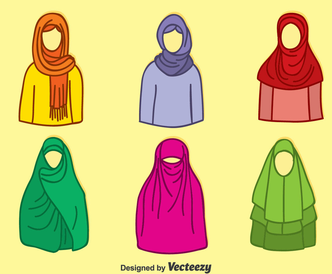 Hand Drawn Muslim Hijab Colletion Vector