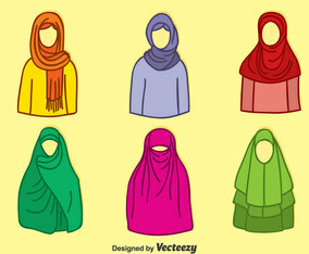 Hand Drawn Muslim Hijab Colletion Vector