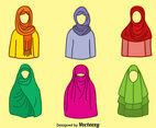 Hand Drawn Muslim Hijab Colletion Vector