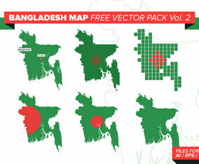Bangladesh Map Free Vector Pack Vol. 2