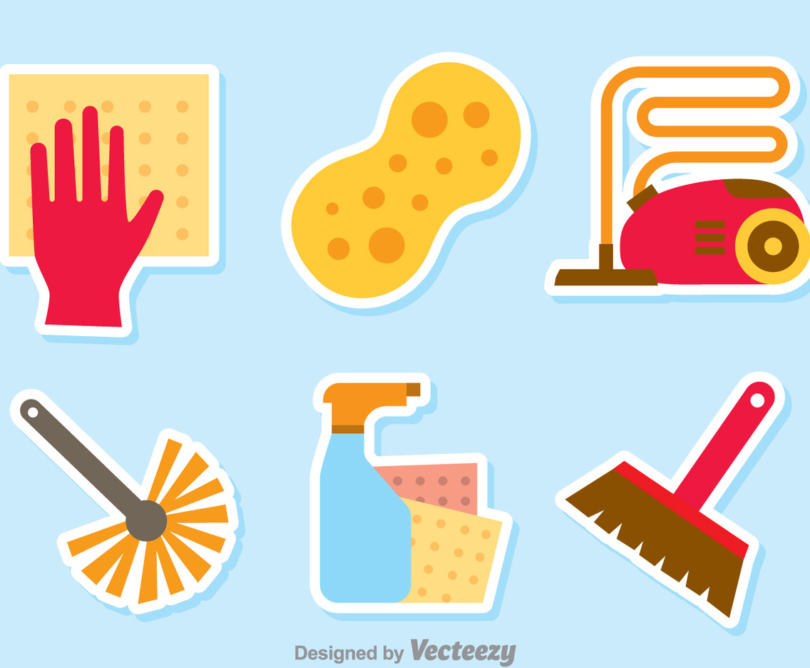 Home Cleaning Tools Vector Set