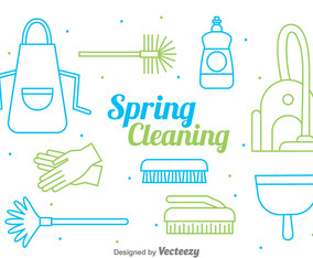 Spring Cleaning Line Style Vector