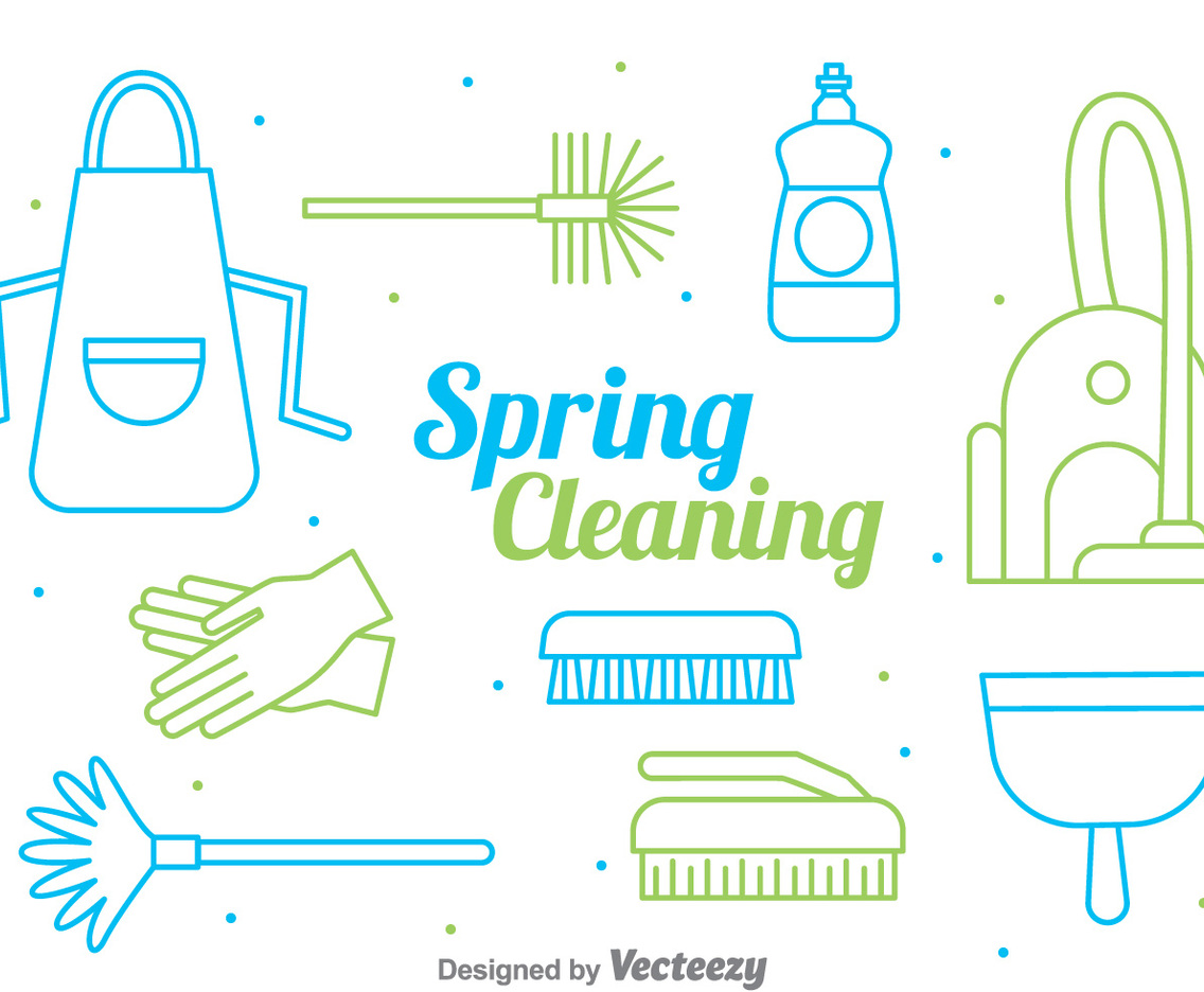 Spring Cleaning Line Style Vector