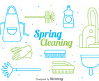 Spring Cleaning Line Style Vector
