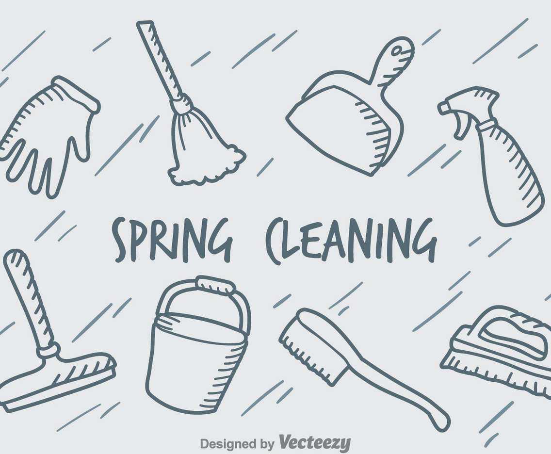 Hand Drawn Spring Cleaning Vector Set