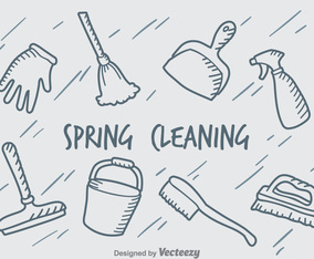 Hand Drawn Spring Cleaning Vector Set