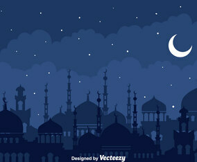 Arabian Night With Mosque Background