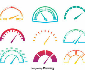 Meter Icons Gradient Colors Vector