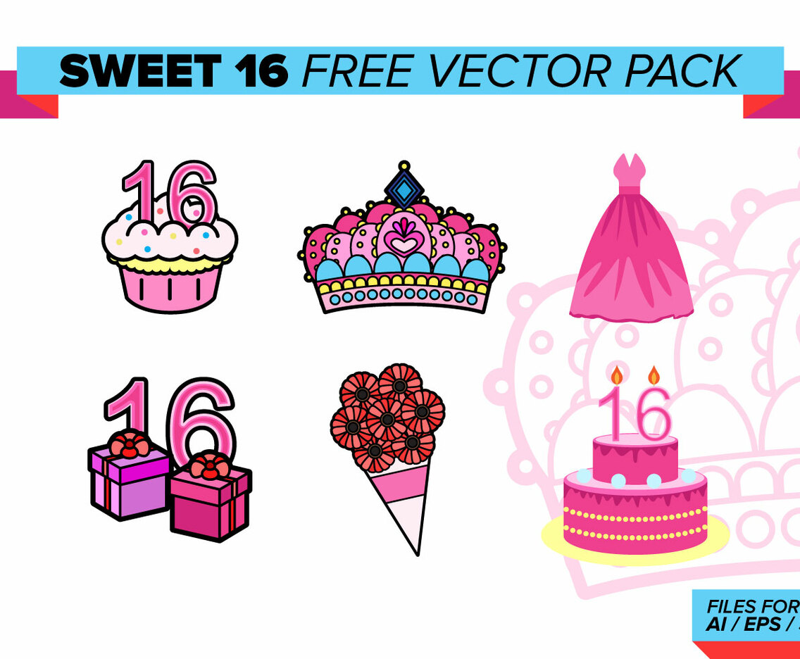 Sweet 16 Free Vector Pack