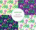 Purple Flower and Thyme Vector Patterns