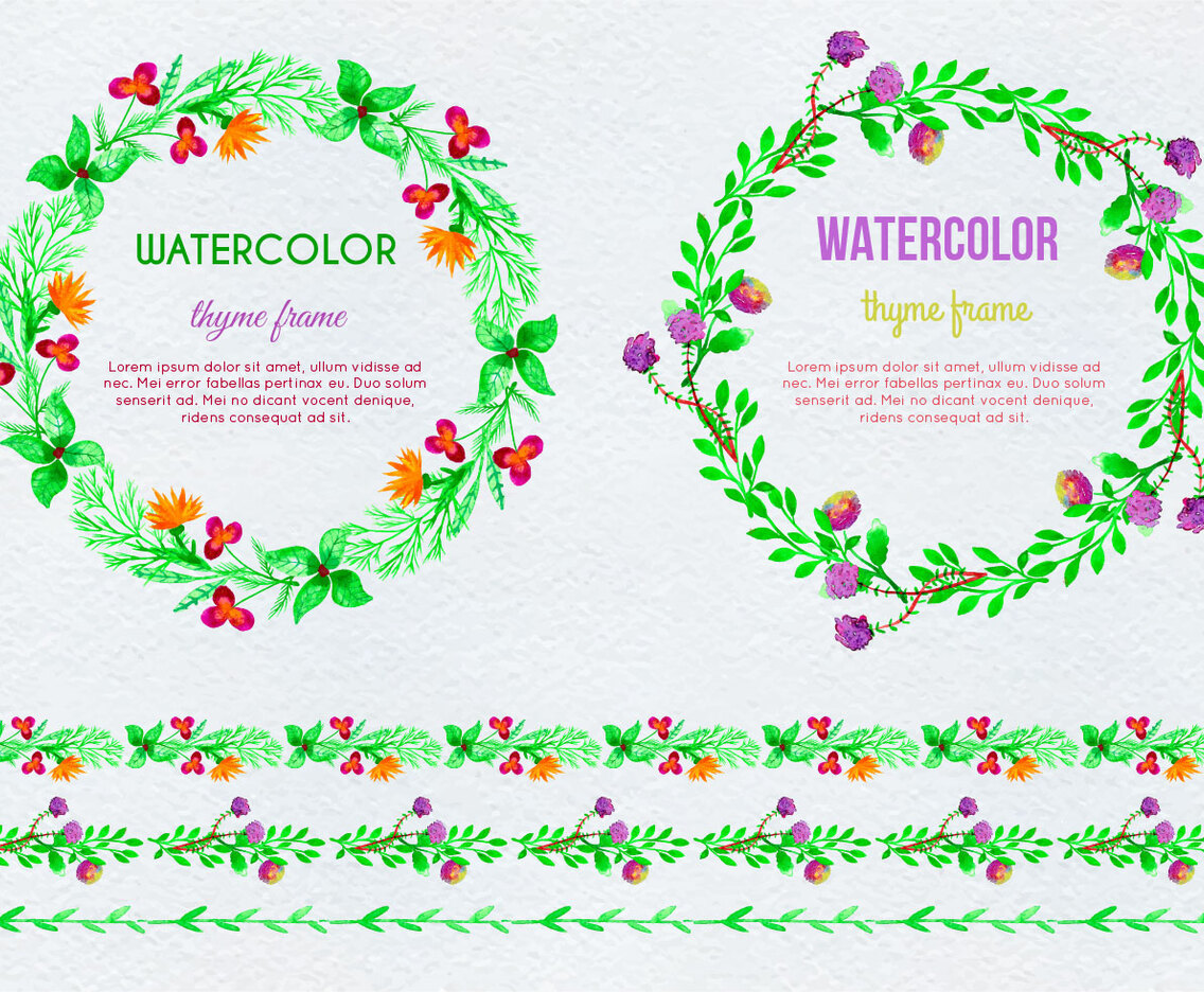 Free Vector Hand Drawn Watercolor Thyme Frames