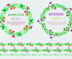 Free Vector Hand Drawn Watercolor Thyme Frames