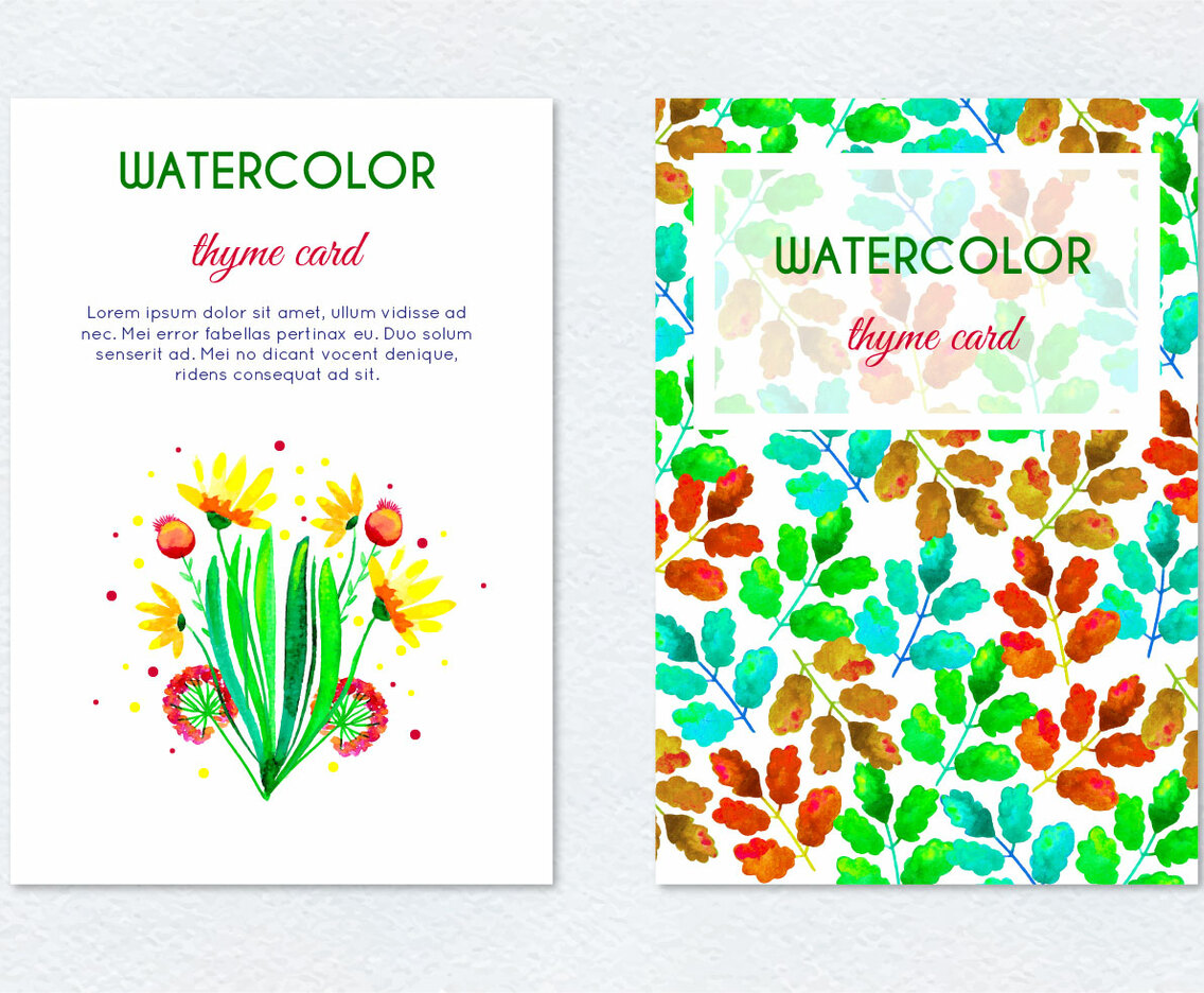 Free Vector Hand Drawn Watercolor Herb Floral Cards