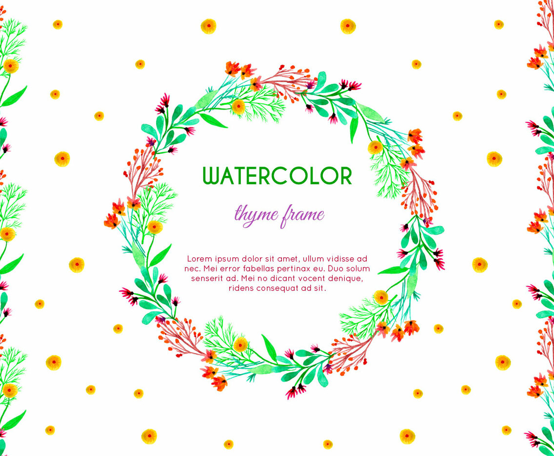 Free Vector Watercolor Thyme Frame and Border