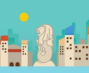 Flat Merlion Vector Background