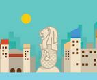 Flat Merlion Vector Background