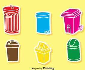 Colorful Garbage Icons Vector