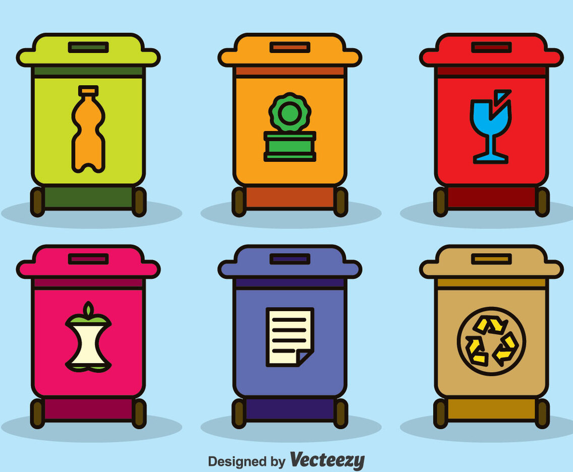 Colorful Recycle Bins Vector