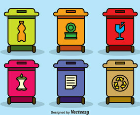Colorful Recycle Bins Vector